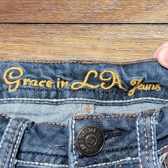 Grace in LA Jeans Low Rise Decorated Back Pockets - Size 5/26 - Picture 6 of 9